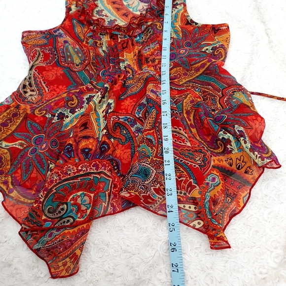 Daytrip Vibrant Paisley semi sheer top Boho Festival Fairycore 70's Vibe - Picture 8 of 10